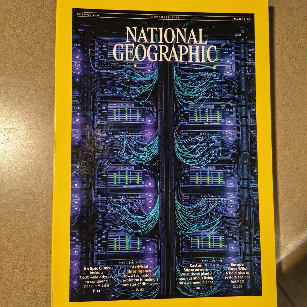National Geographic Magazine with Yellow Border Artificial Intelligence